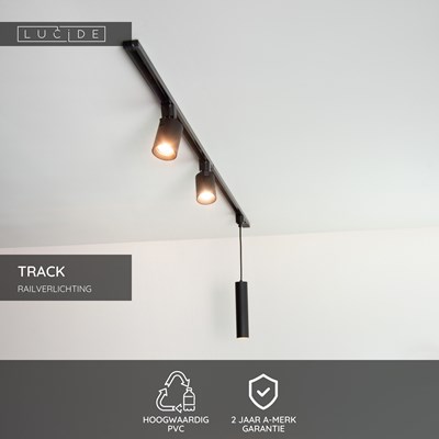 Lucide TRACK Eindkap - 1-fase Railsysteem / Railverlichting - Set van 2 - Zwart (Uitbreiding)